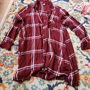 Plaid Burgendy Flannel Dress
